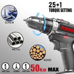 21V Brushless Cordless Power Drill 【2 Battery】 with 2x 2.0Ah Battery and Char…