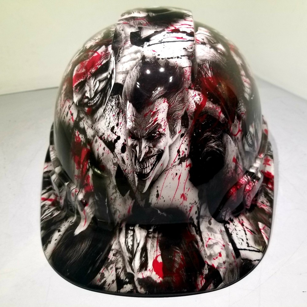 Hard Hat custom hydro dipped , OSHA approved CAP STYLE, BLOODY SINISTER JOKER