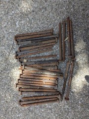 Antique 5/16 inch by 5 inches black lag bolts square head – 31 pieces – NOS