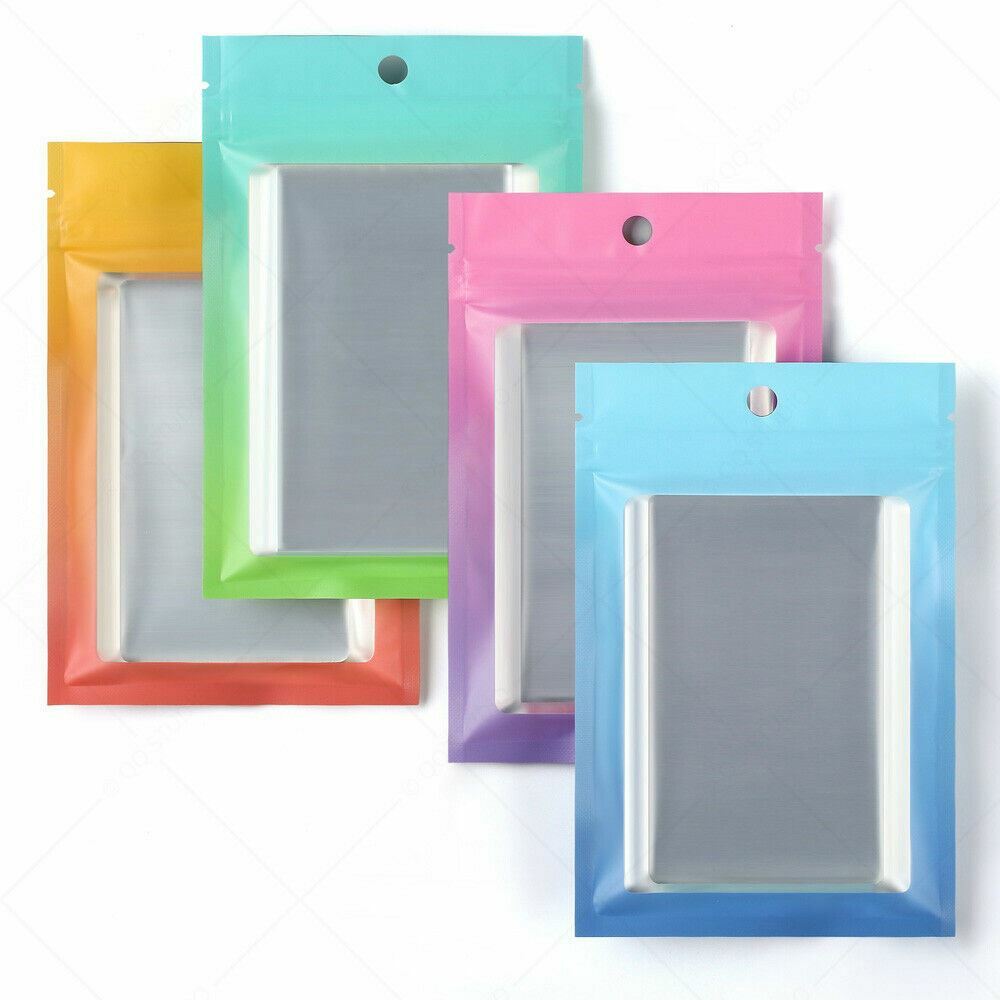 Multi-Color & Size Matte Foil Mylar Zip Lock Bag Pouch w/ Window & Tear Notches