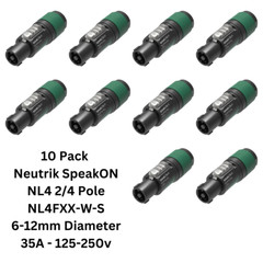 10x Pack Neutrik SpeakON NL4 4 Pole NL4FXX-W-S for Speakers