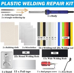 100W Plastic Welding Kit, Welder Soldering Iron Kit with 121pcs Blue