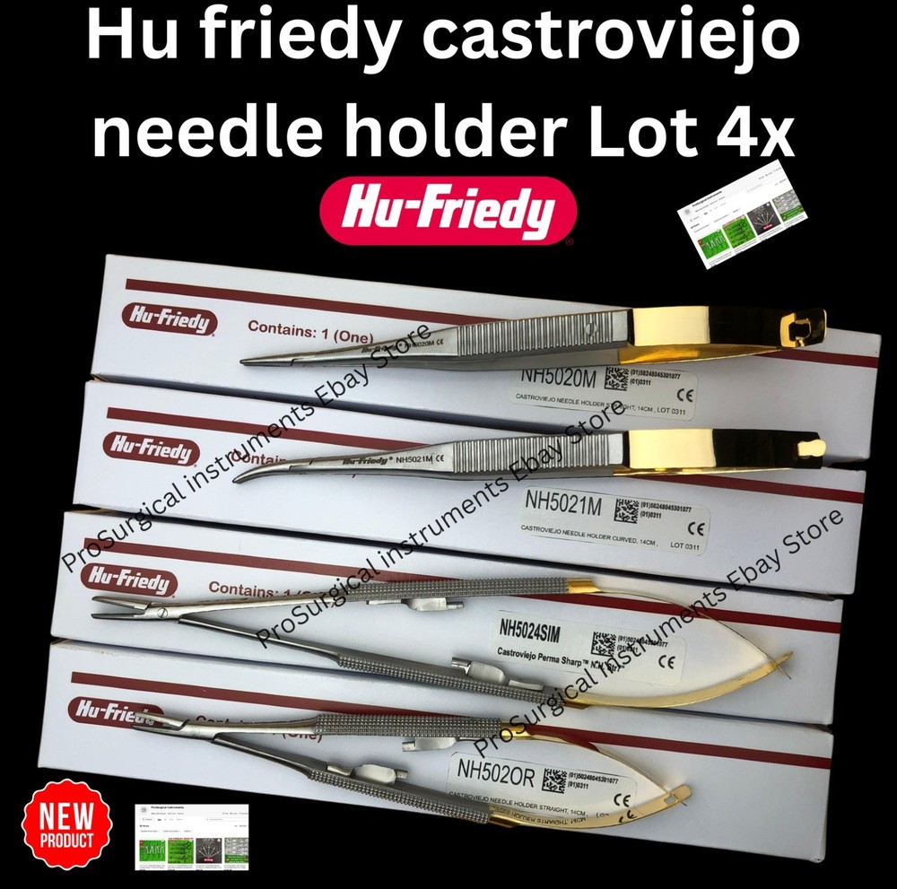 Lot 4x Hu Friedy Castroviejo Perma Sharp Needle Holder New