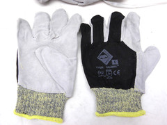 12 PAIR – SMALL Leather Palm Industrial Work Gloves Knit A4 Cut Protection