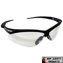 12 PAIR KLEENGUARD NEMESIS SAFETY GLASSES BLACK FRAME/CLEAR LENS 25676 GUN RANGE
