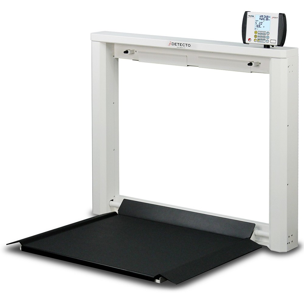 Detecto 7550 Wall-Mount Fold-Up Wheelchair Scale 1000 lb x 0.2 lb BMI AC Adapter