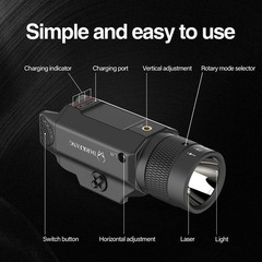 DARKFANG Tactical Flashlight and Green Laser Light Combo