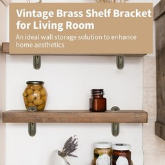 Adjustable Glass Floating Shelf Brackets, Antique Brass, 2 Pcs | High Load Ca…