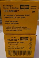 Hubbell HBL5266C Straight Blade Plug 15A 125V Nema 5-15P Insulgrip