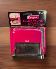 Kespon Plus Guard Your ID Stamp Large Pink Black Ink Brand New Vintage 1980s