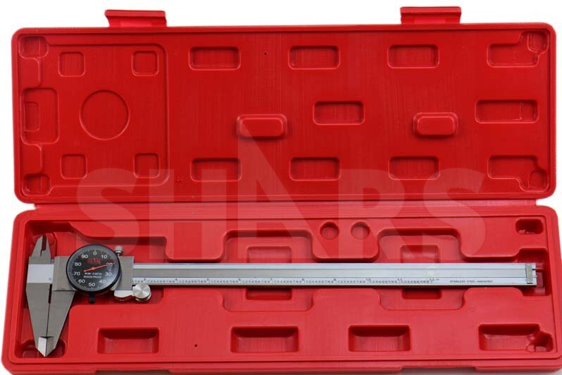 SHARS 12″ DIAL CALIPER SHOCK PROOF .001″ STAINLESS 4WAY BLACK FACE P}