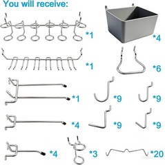 Corrosion-Resistant Pegboard Hooks Set – 80 Pieces for Kitchen & Garage Use