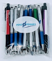 30ct Lot Retractable Misprint Pens Thick Barrel Rubber Grip: MIXED COLORS/STYLES