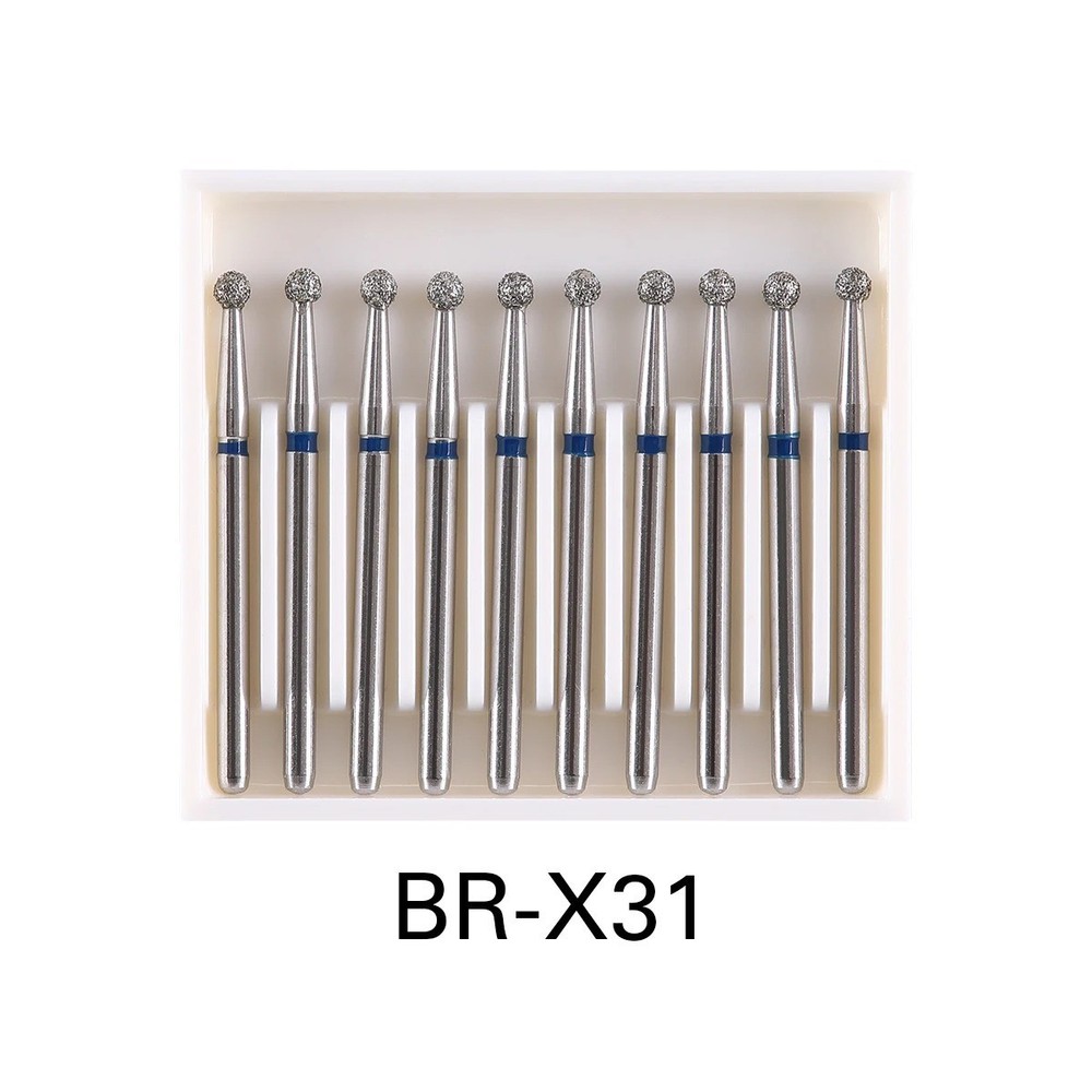 Dental Diamond Burs Drill Ball Round Type 25mm FG 1.6mm For High Speed Handpiece