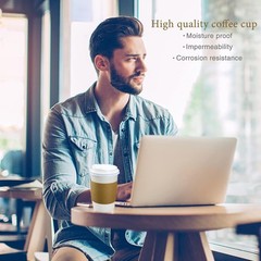 Disposable Coffee Cups with Lids, 12 oz 20 pcs White Paper Coffee Cups with Lids