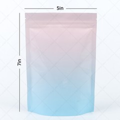 5x7in Glossy Pink&Blue Foil Mylar Stand Up Zip Lock Bag w/ Desiccant