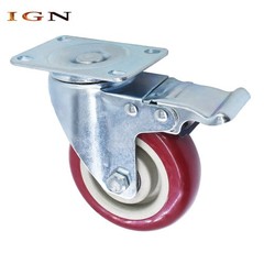 Red Caster Wheels 4″ Locking Casters With Brake Swivel Plate Castor 4 Pcs Caster