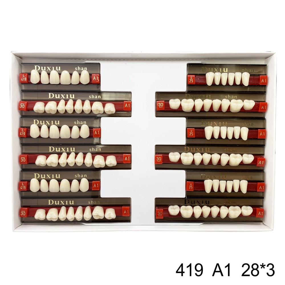 Dental Acrylic Denture Resin Teeth Upper Lower Full Set Shade A1/A2/A3 3/8/16 DC