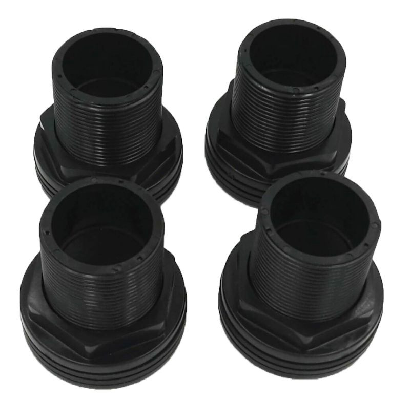 4 units 1″ Bulkhead ABS slip x slip bulkhead with 2 pieces of NBR Rubber Gasket