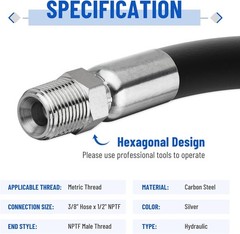 12 Pack 1/2″ NPTF Hydraulic Hose End Fittings, 3/8″ I.D. Hose x 1/2″ NPTF Male