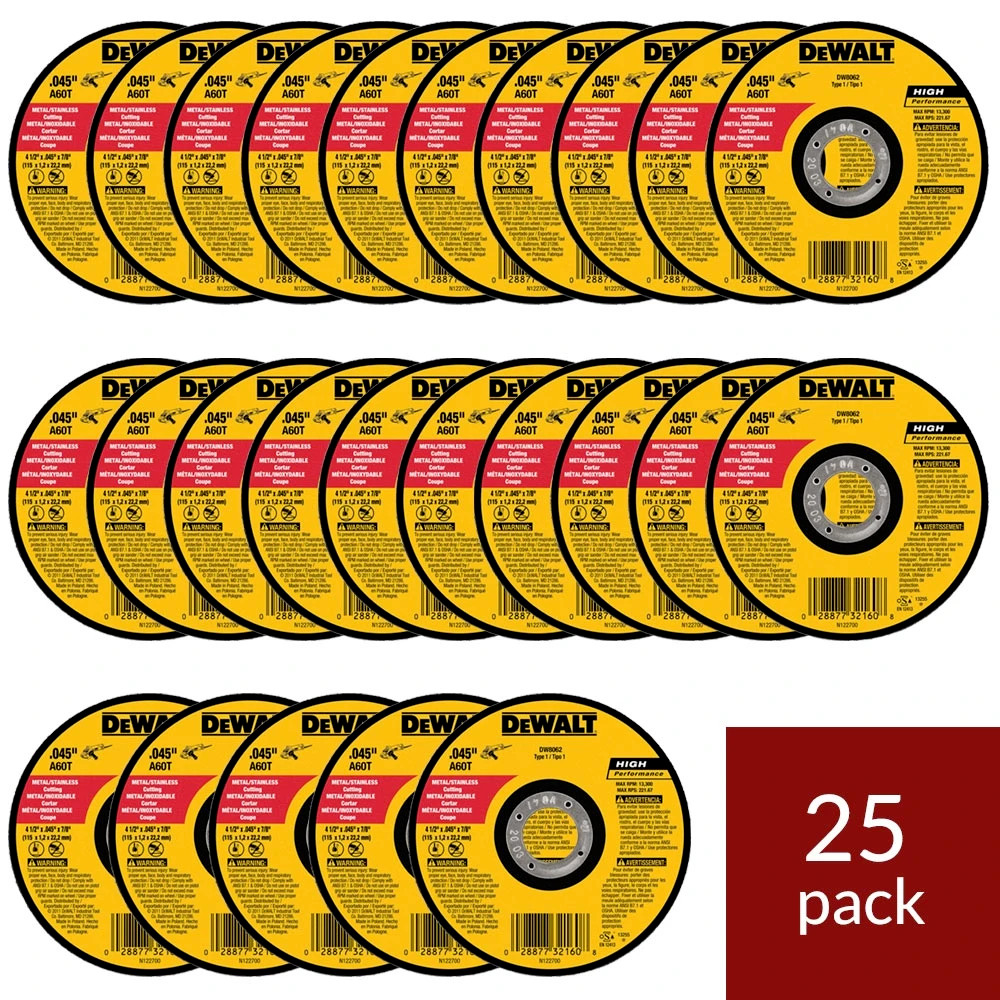 DEWALT DW8062 CASE OF (25) 4-1/2″ x .045 x 7/8″ Metal Cut-Off Wheels