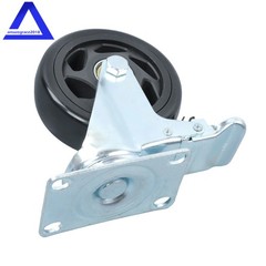4Pcs Heavy Duty Polyurethane Black Casters 4-Inch 360 Rotation WIth Brake Caster