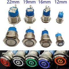 Waterproof Metal Push Button Switch with LED 5V 12V 24V 220V 12mm–22mm