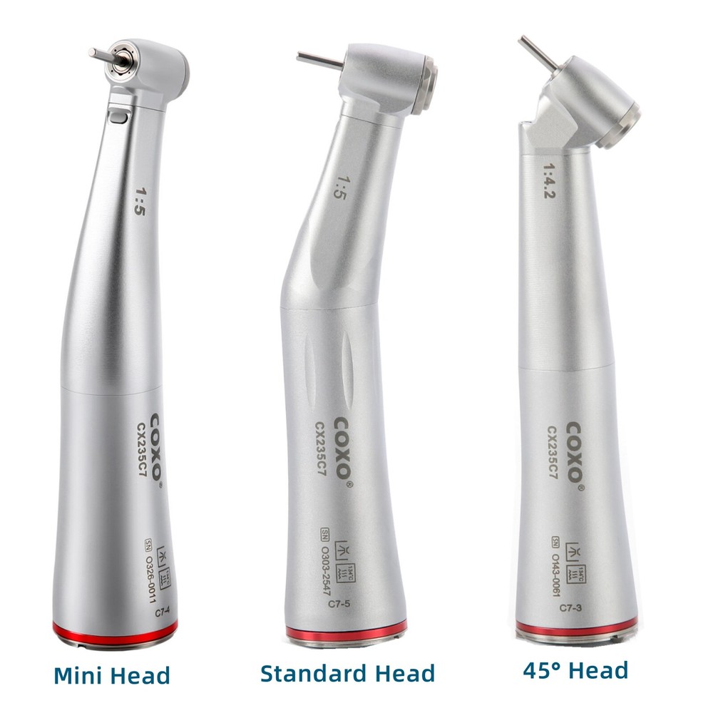 COXO Optic Fiber 1:5/1:4.2 Contra Angle Handpiece CX235C7 Mini Standard 45° Head