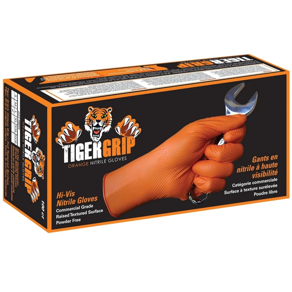 EPPCO 8843 Tiger Grip Orange Nitrile Gloves, Medium – 100 Pc/BOX