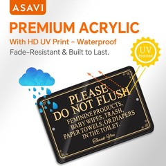 Please Do Not Flush Sign – 6×4 Inch Acrylic Bathroom Sign Waterproof & Durabl…