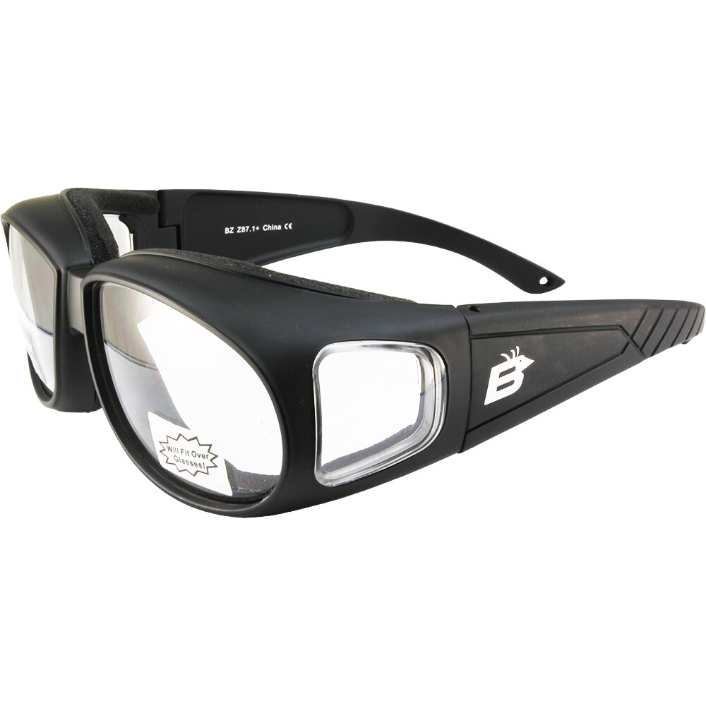 Birdz Swallow Foam Padded Motorcycle Riding Glasses Black Frame Clear Lenses