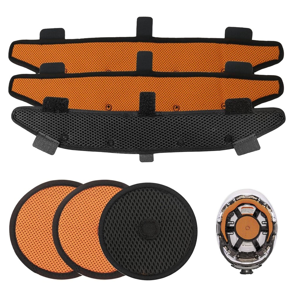 Reusable Hard Hat Top Pads and Washable Sweatbands for Safety Helmet Accessories