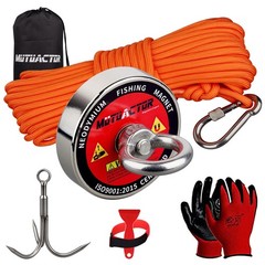 Heavy Duty Fishing Magnet Kit,500lb Neodymium N52 Magnets with 65Ft Salvage R…