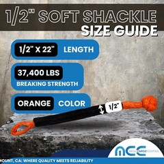 2 PC 1/2” x 22” Synthetic Soft Shackle Tow Rope Recovery Strap 37,400LBS