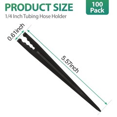 100 Pack 1/4 Inch Drip Irrigation Support Stakes, Plastic, 5.68 Inch, Barb Conne
