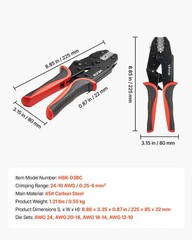 VEVOR Crimping Tool Ratcheting Wire Crimper 24-10 AWG for Electrical Terminals