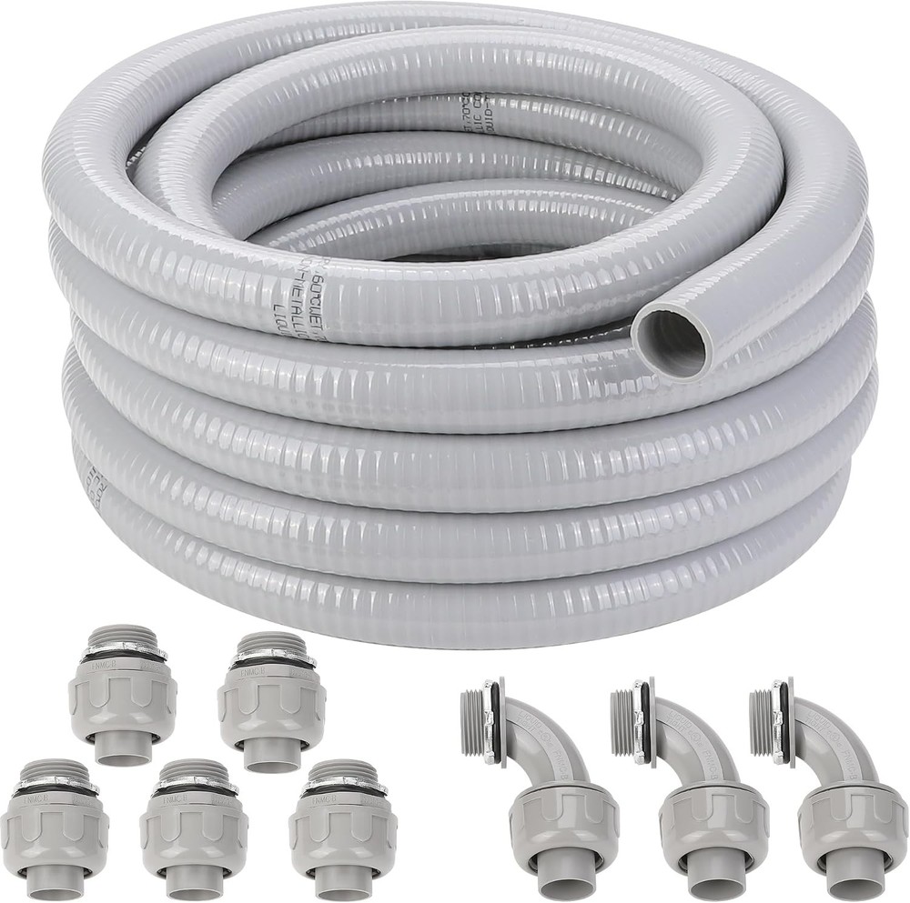 1 Inch Flexible Liquid Tight Conduit 25FT, Non Metallic Electrical Conduit Kit w
