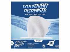 Unscented Flushable Wipes for Adults 50 Count Aloe & Chamomile Alcohol-Free 50ct