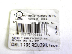 Rigid Metal Conduit RMC Elbow, 90-Degree Sweep, 3/4-In. Threaded, Galvanized