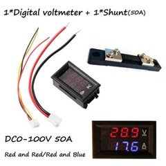 DC 0-100V 50A Voltmeter ammeter LED-Dual Digital Volt Amp Meter Gauge W/ Shunt-