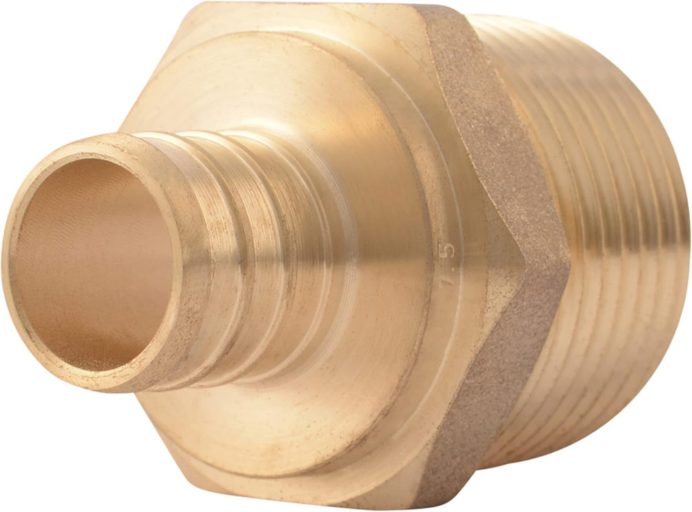3/4 x 1 Inch Crimp MNPT Male Adapter, Brass Plumbing Fitting, PEX Pipe, Copper,