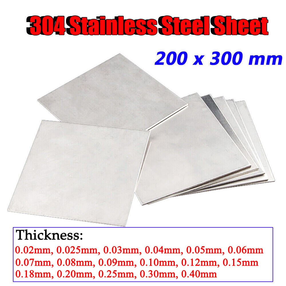 Thickness 0.02mm to 0.4mm 304 Stainless Steel Plate Polished Plate 200mm x 300mm