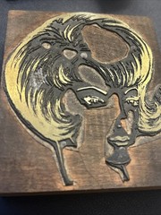 60s haircut woman portrait | Vintage letterpress printing block