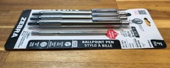 3 Pack Zebra F-701 Ballpoint Pens 2 Bonus Refills Stainless Steel Black Ink NEW