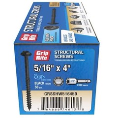 Grip-Rite 5/16 in. x 4 in. Dual Drive Washer Head Structural Screws 50 per Box