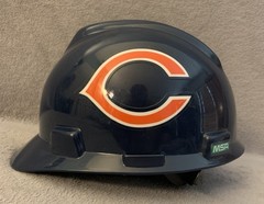 Chicago Bears MSA V-Gard Hard Hat Safety Helmet Medium Blue Construction Cap NFL