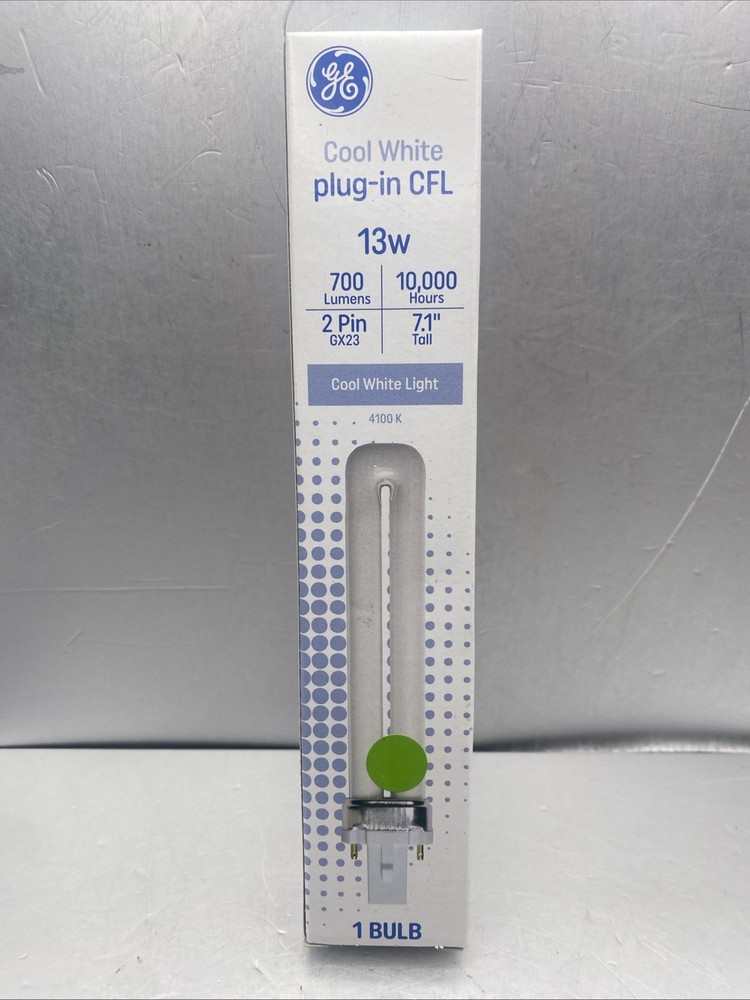 GE Cool White plug in CFL 13 W bulb 1 Pack 700 Lumens 2 Pin GX23 New