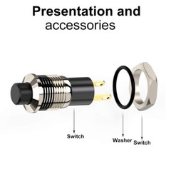 5x Push Button Self-Locking Mini Switches Latching 10mm Round DC24V 0.5A C480