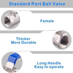 Stainless Steel 1/4 Inch Ball Valve NPT Male Hex Nipple Water Oil Gas X2