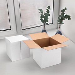 8x8x8 Shipping Boxes Set of 25, White Corrugated Cardboard Box for Small Busi…